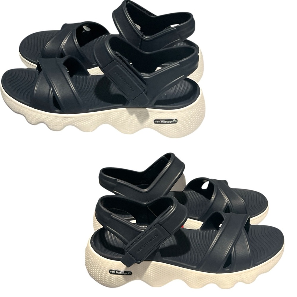 Skechers Slip-Ins GO WALK Flex Easy Entry Sandals Blue with White Soles